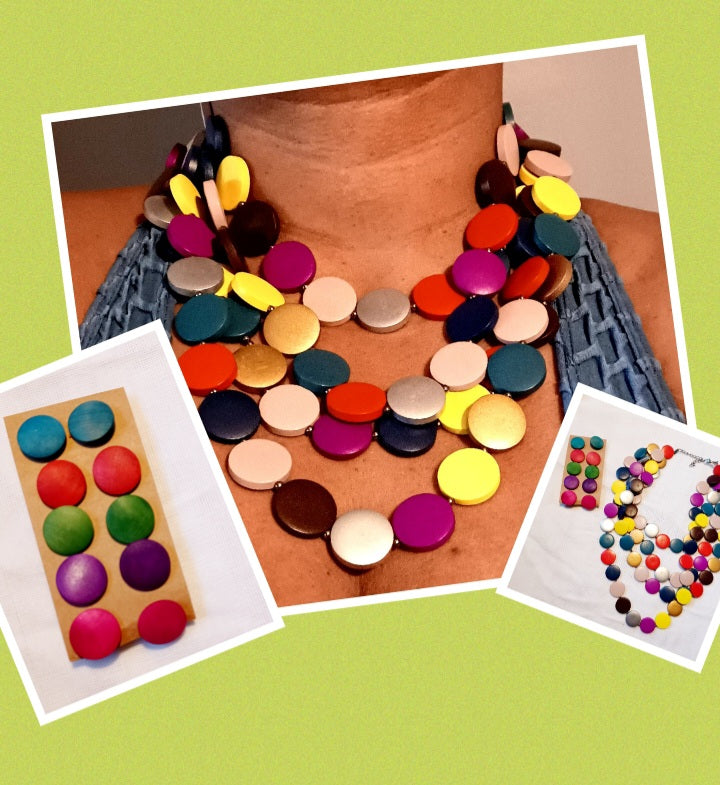 Colorful Wooden necklace and earrings set Kargo Fresh