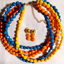 Load image into Gallery viewer, Colorful multi strand necklace and clip on earrings Kargo Fresh
