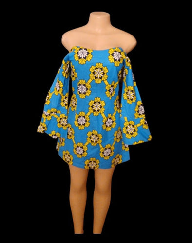 Custom retro print off the shoulder dress Kargo Fresh