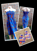 Load image into Gallery viewer, Cute African Print Midi Dress with Earrings Kargo Fresh
