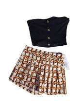 Load image into Gallery viewer, Cute button crop top and flare mini shorts New M Kargo Fresh
