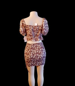 Cute floral chiffon mini skirt and crop top set nwt Small Kargo Fresh