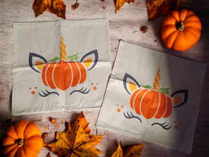 Cute pumpkin unicorn throw pillow set of 2 Kargo Fresh