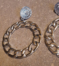 Load image into Gallery viewer, Designer Inspired Chain and Medallion Hoop Earrings Kargo Fresh
