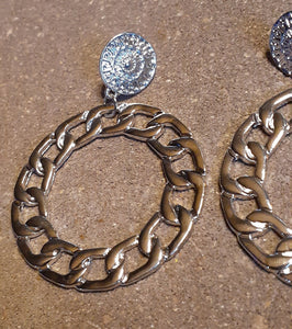 Designer Inspired Chain and Medallion Hoop Earrings Kargo Fresh