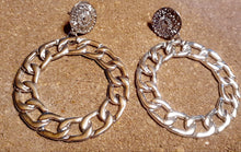 Load image into Gallery viewer, Designer Inspired Chain and Medallion Hoop Earrings Kargo Fresh
