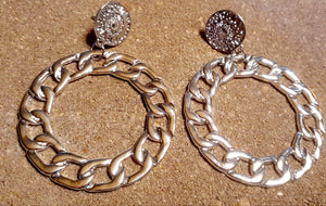 Designer Inspired Chain and Medallion Hoop Earrings Kargo Fresh