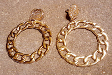 Load image into Gallery viewer, Designer Inspired Chain and Medallion Hoop Earrings Kargo Fresh
