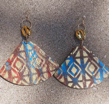 Load image into Gallery viewer, Extra Large Abstract handpainted Mudcloth print Wooden Earrings Kargo Fresh
