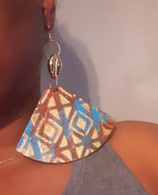 Load image into Gallery viewer, Extra Large Abstract handpainted Mudcloth print Wooden Earrings Kargo Fresh
