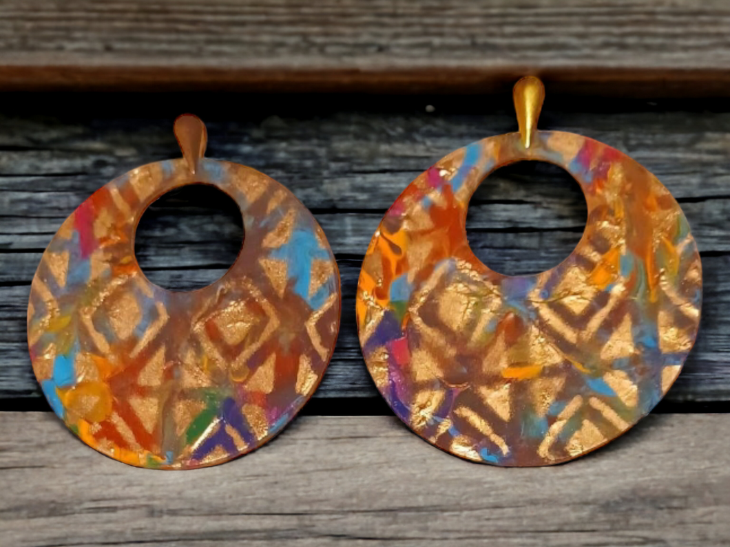 Extra Large Abstract handpainted Wooden Earrings Kargo Fresh