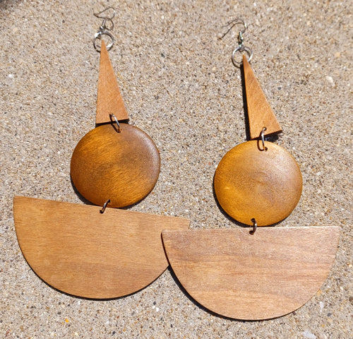 Extra Large Abstract handpainted Wooden Earrings Kargo Fresh