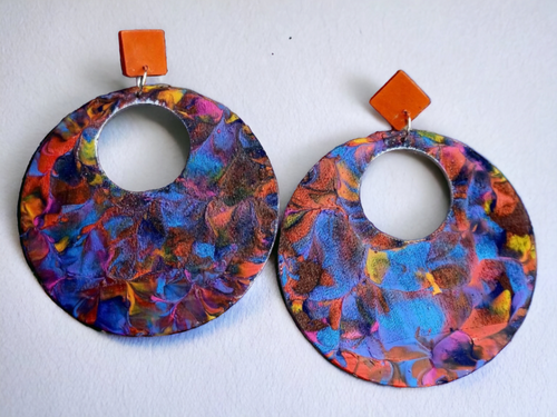 Extra Large Abstract handpainted Wooden Earrings Kargo Fresh