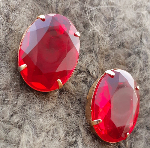 Extra Large Chunky Ruby Red Rhinestone Cluster Earrings Kargo Fresh