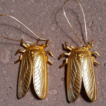Load image into Gallery viewer, Extra Large Cicada Gold Metal Earrings Kargo Fresh

