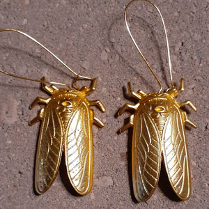 Extra Large Cicada Gold Metal Earrings Kargo Fresh