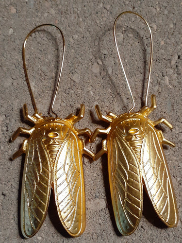 Extra Large Cicada Gold Metal Earrings Kargo Fresh