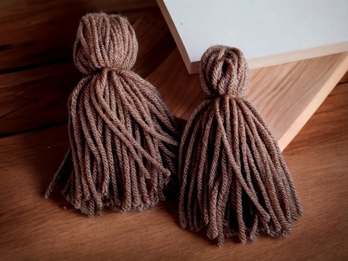 Extra Large Handmade Yarn Tassel Earrings khaki Kargo Fresh