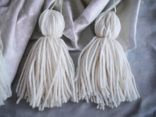 Load image into Gallery viewer, Extra Large Handmade Yarn Tassel Earrings off white Kargo Fresh
