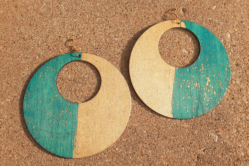 Extra Large Handpainted Handmade Wooden  Earrings (6 inch) Kargo Fresh