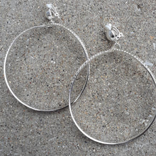 Load image into Gallery viewer, Extra Large  Metal Rhinestone Abstract Clip On Hoop Earrings Kargo Fresh
