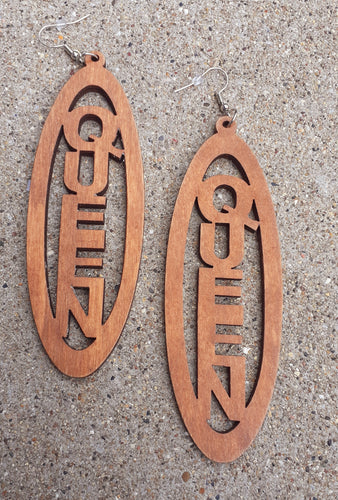 Extra Large Queen Design Wooden Earrings Kargo Fresh