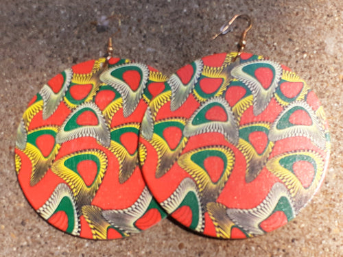 Extra Large Wooden African print Earrings Kargo Fresh