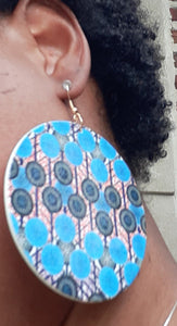 Extra Large Wooden African print Earrings Kargo Fresh