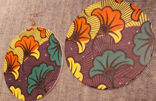 Extra Large Wooden African print Earrings Kargo Fresh