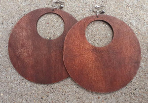 Extra Large Wooden Hoop Clip on Earrings Kargo Fresh