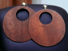 Load image into Gallery viewer, Extra Large Wooden Hoop Clip on Earrings Kargo Fresh
