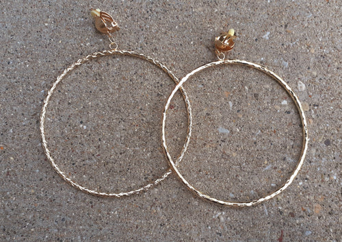 Extra Large gold metal Multi Hoop Clip On Earrings Kargo Fresh