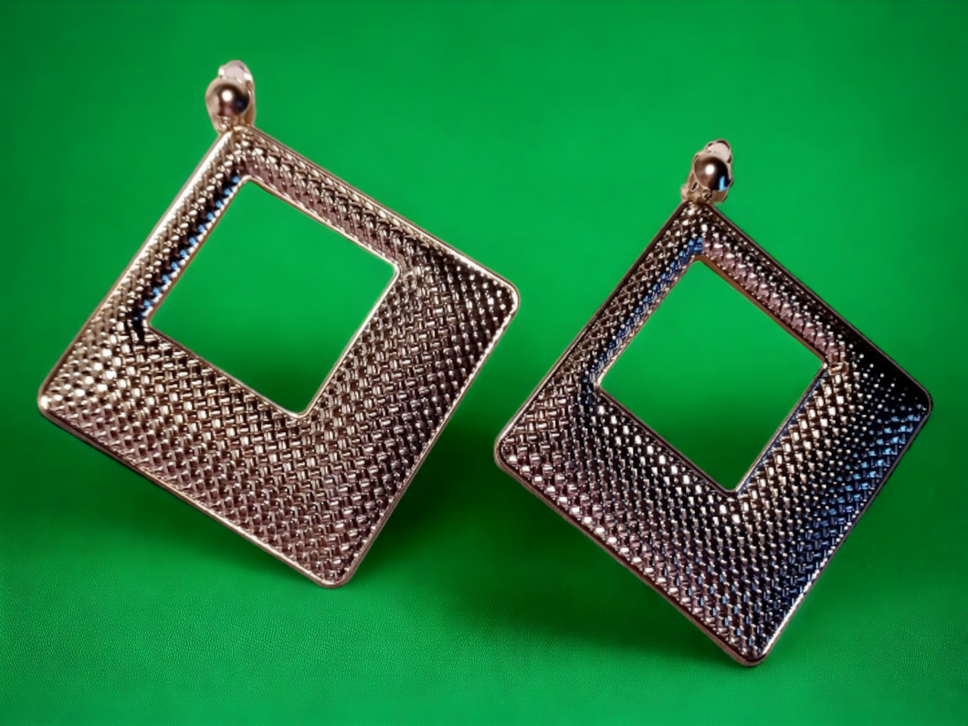 Extra Large hammered Metal Square Hoop Earrings Kargo Fresh