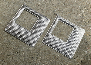 Extra Large hammered Metal Square Hoop Earrings Kargo Fresh