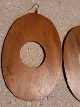 Load image into Gallery viewer, Extra large 7 inch African Mahogany Wood Earrings Kargo Fresh
