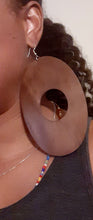 Load image into Gallery viewer, Extra large 7 inch African Mahogany Wood Earrings Kargo Fresh
