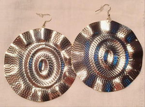 Extra large Abstract Disc Dangle Earrings silver Kargo Fresh