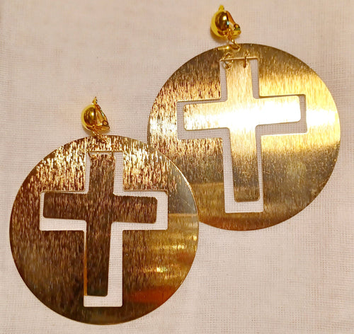 Extra large Clip on Cross Earrings Kargo Fresh