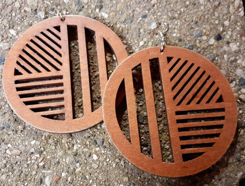 Extra large Geometric Design Wooden Earrings Kargo Fresh