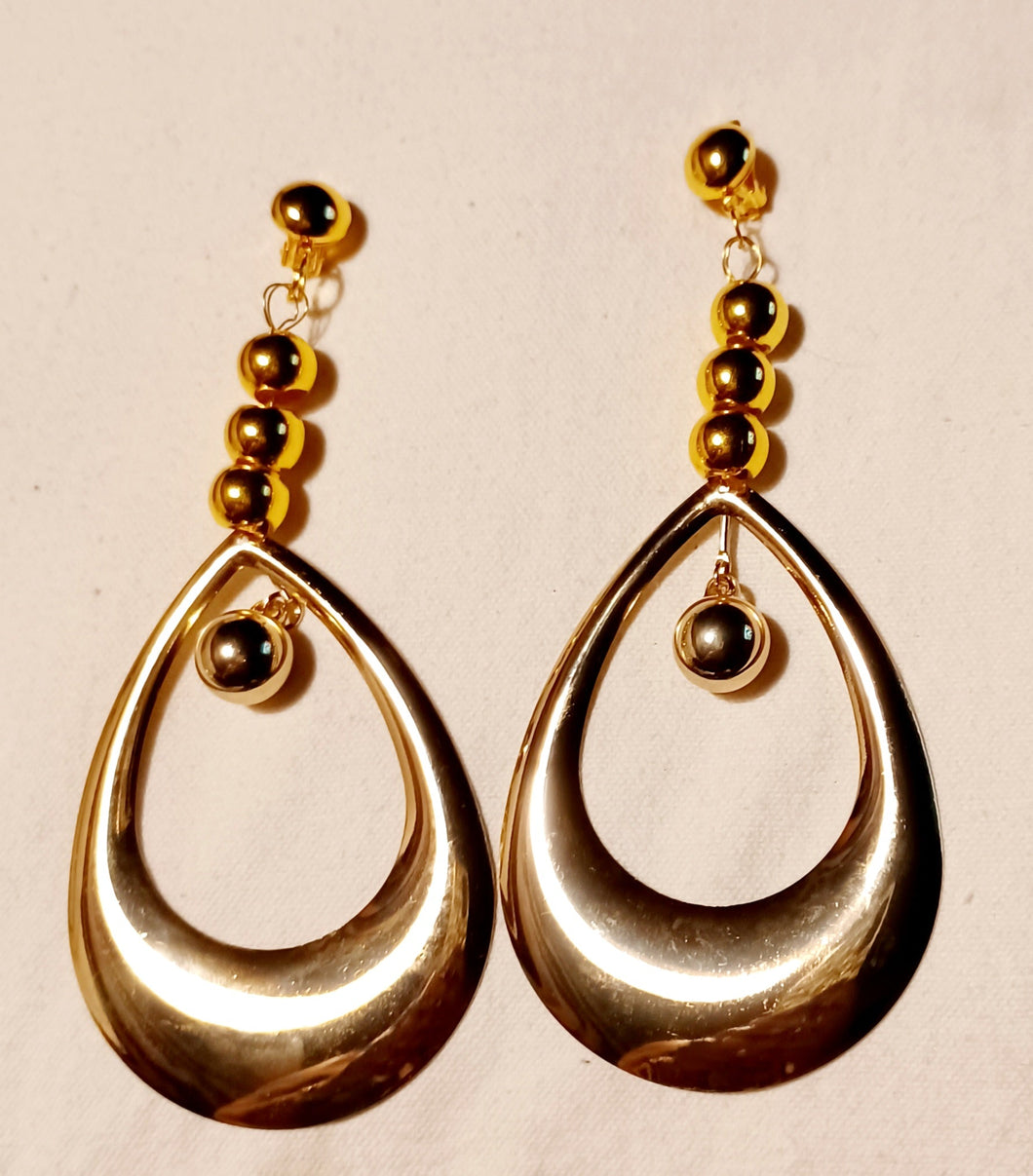 Extra large Gold handmade Hoop design Clip On Earrings Kargo Fresh