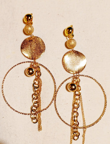 Extra large Gold handmade Hoop design Clip On Earrings Kargo Fresh