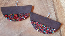 Load image into Gallery viewer, Extra large Handmade Seed Bead Wooden Disc Earrings Kargo Fresh
