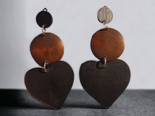 Load image into Gallery viewer, Extra large Handmade Wooden heart clip on earrings Kargo Fresh
