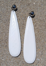 Load image into Gallery viewer, Extra large Handmade simple white wood clip on earrings Kargo Fresh
