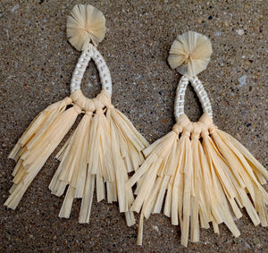 Extra large Raffia fan earrings Kargo Fresh