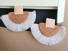 Load image into Gallery viewer, Extra large Raffia fan earrings Kargo Fresh
