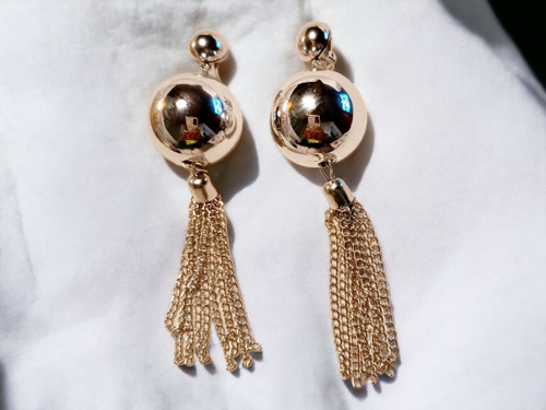 Extra large Silver Ball and Chain design Clip On Earrings Kargo Fresh
