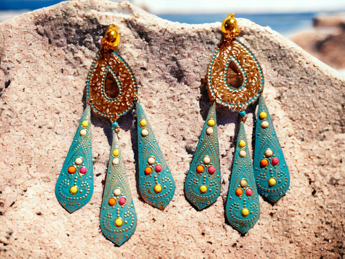 Extra large boho Metal tassel clip on earrings Kargo Fresh