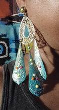 Load image into Gallery viewer, Extra large boho Metal tassel clip on earrings Kargo Fresh
