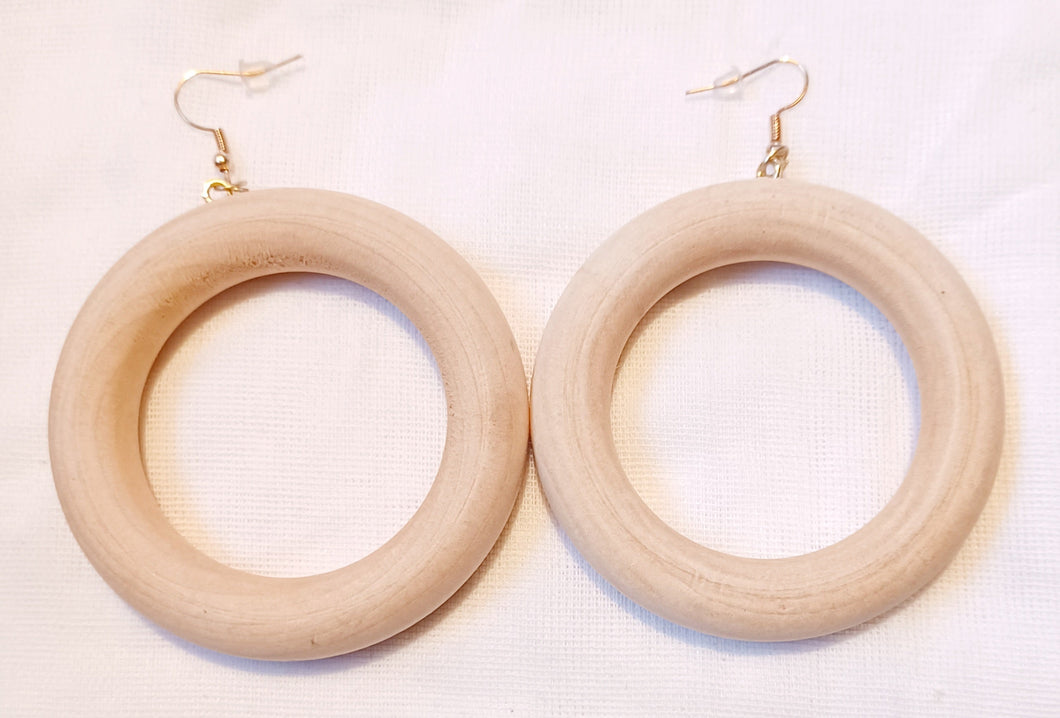 Extra large chunky handmade wooden hoop earrings Kargo Fresh